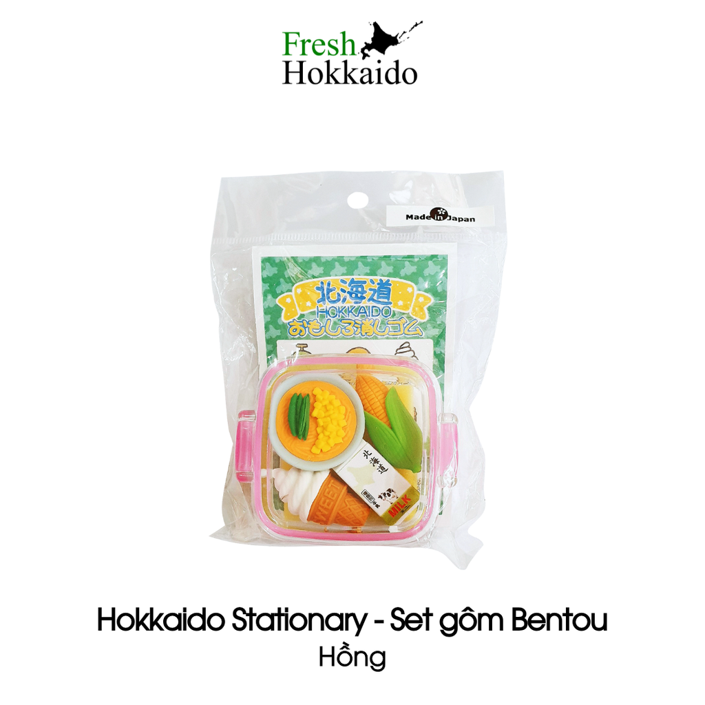 Set gôm Bentou - Hồng/Xanh