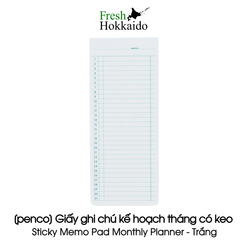 [penco] Giấy ghi chú kế hoạch tháng có keo Sticky Memo Pad Monthly Planner - Lốc 30 tờ - Trắng/Hồng/Vàng