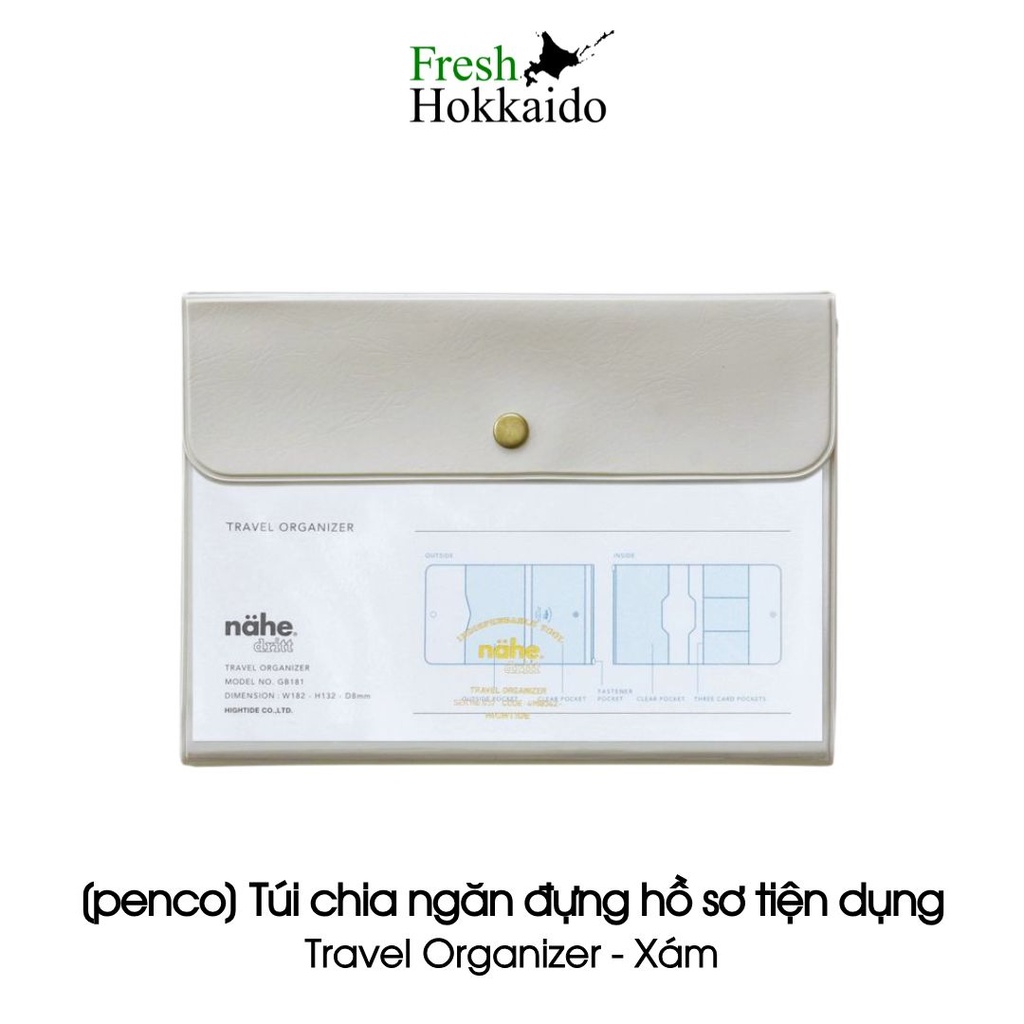 [penco] Túi chia ngăn đựng hồ sơ tiện dụng - Travel Organizer - Vàng/Xám