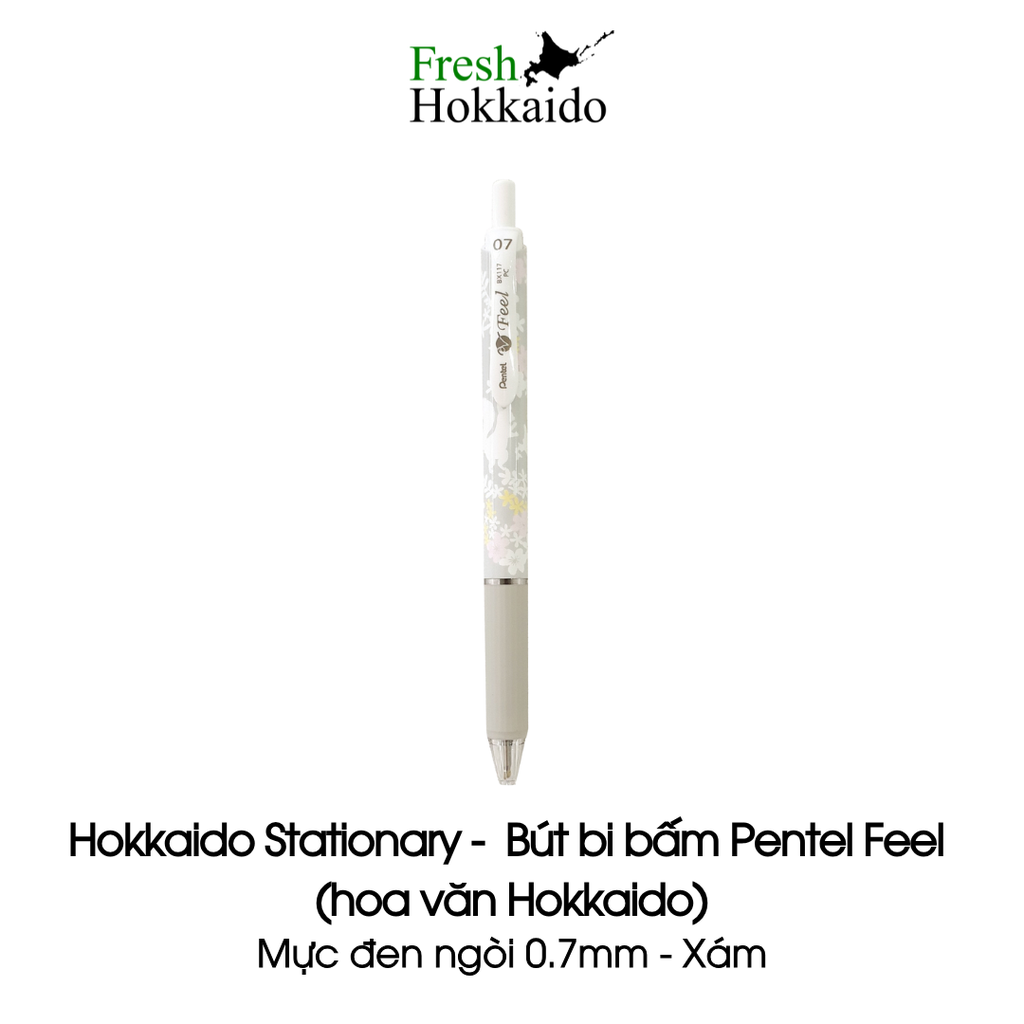 Bút bi bấm Pentel Feel mực đen ngòi 0.7mm - Xám/Xanh/Hồng