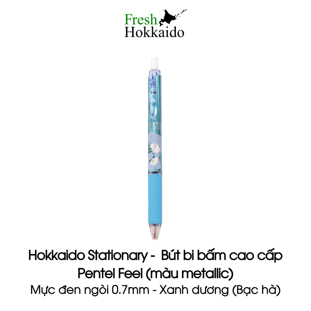 Bút bi bấm cao cấp Pentel Feel - Mực đen ngòi 0.7mm - Xanh dương/Hồng/Xanh lá