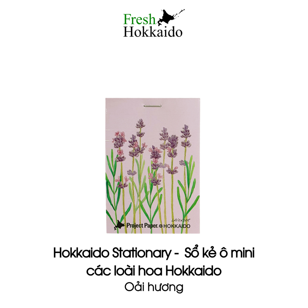 Sổ kẻ ô mini Nhật Bản hoa văn các loài hoa Hokkaido - Hướng dương/Linh lan/Oải hương/Hồng Rosa Rugosa