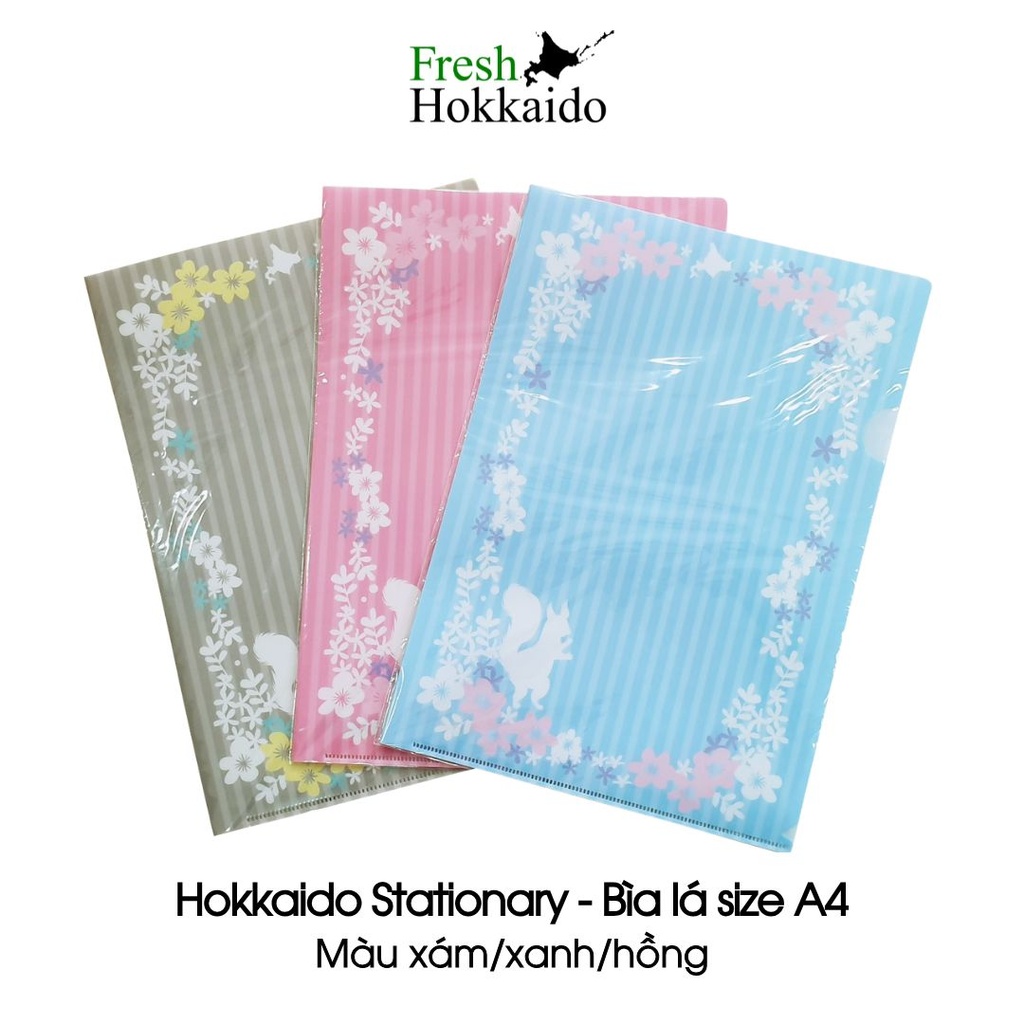 Bìa lá clear file kẹp hồ sơ, tài liệu, giấy kiểm tra hoa văn Hokkaido - Khổ A4/A5