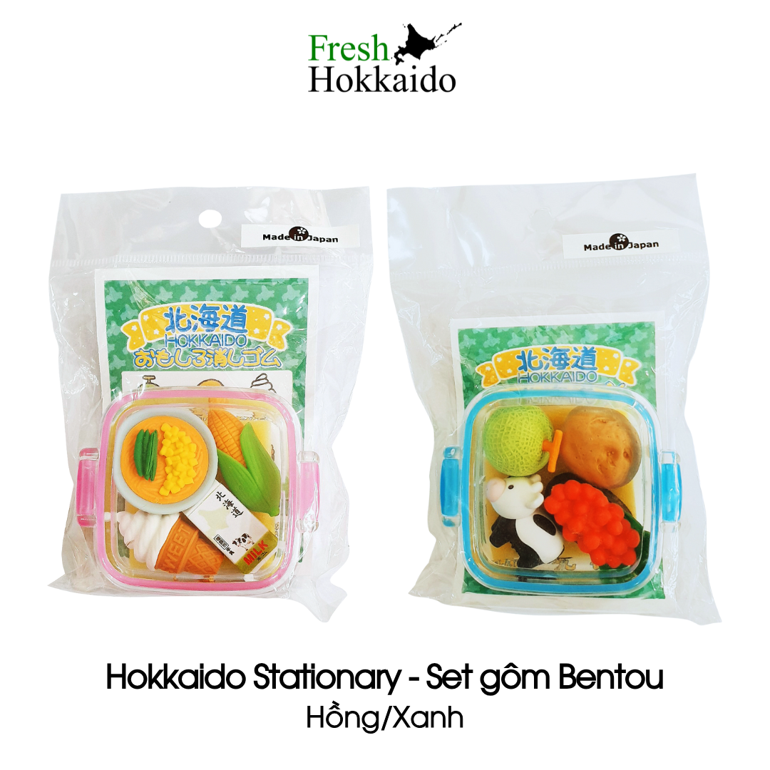 Set gôm Bentou - Hồng/Xanh