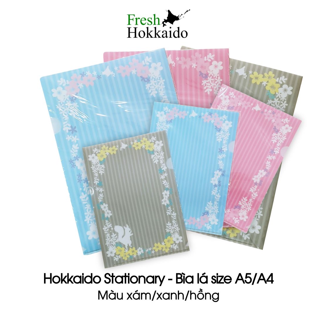 Bìa lá clear file kẹp hồ sơ, tài liệu, giấy kiểm tra hoa văn Hokkaido - Khổ A4/A5