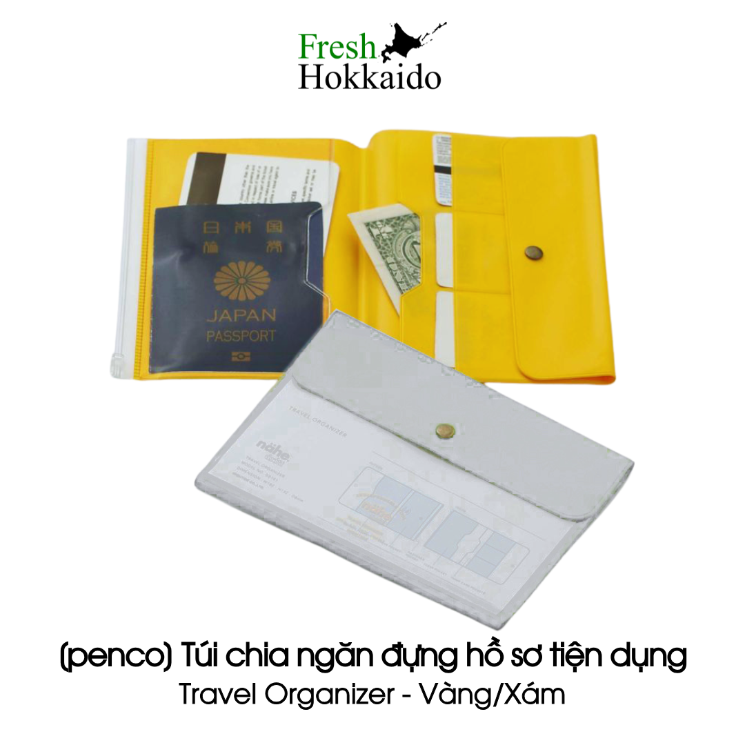 [penco] Túi chia ngăn đựng hồ sơ tiện dụng - Travel Organizer - Vàng/Xám