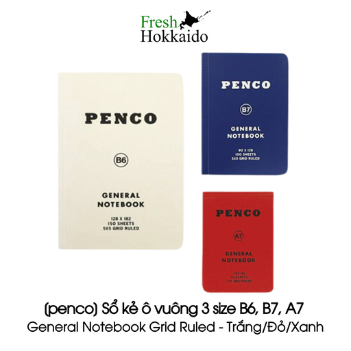 [penco] Sổ B6/B7/A7 56/104/152 tờ kẻ ô - Grid Ruled General Notebook